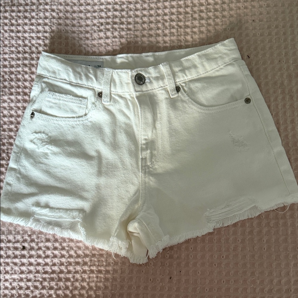 Zara Cream Jean Shorts